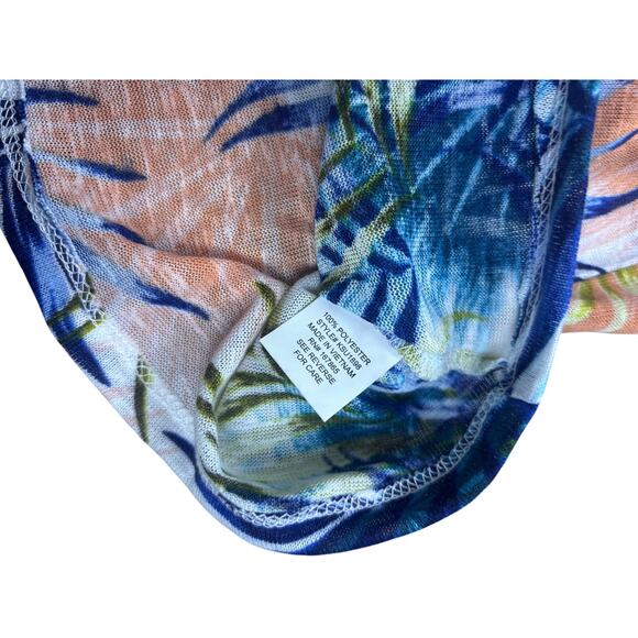 Notations Women’s XL Sleeveless Top Tropical Palm Leaf Print Tie Front Resort - Picture 5 of 6